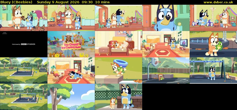 Bluey (CBeebies) Sunday 9 August 2026 09:30 - 09:40