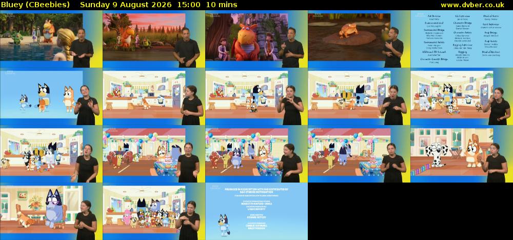 Bluey (CBeebies) Sunday 9 August 2026 15:00 - 15:10