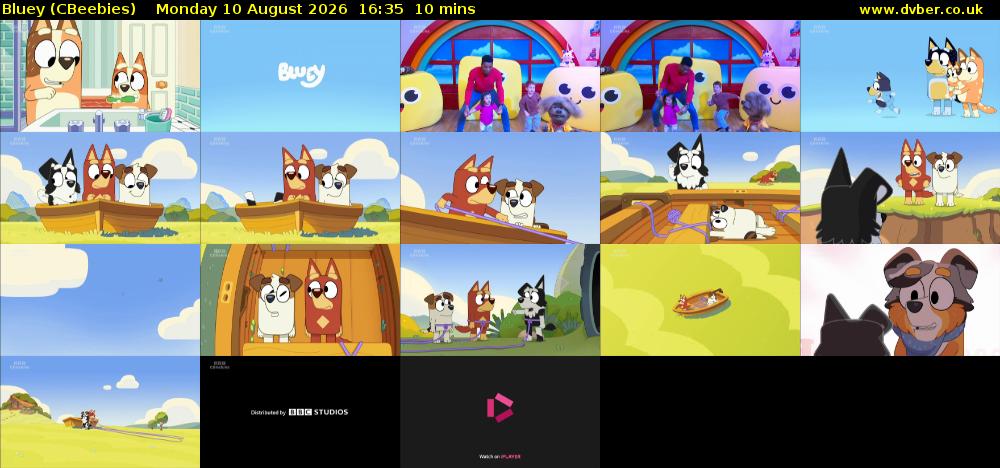 Bluey (CBeebies) Monday 10 August 2026 16:35 - 16:45