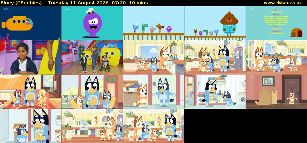 Bluey (CBeebies) Tuesday 11 August 2026 07:20 - 07:30