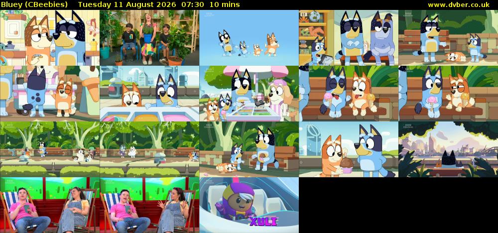 Bluey (CBeebies) Tuesday 11 August 2026 07:30 - 07:40