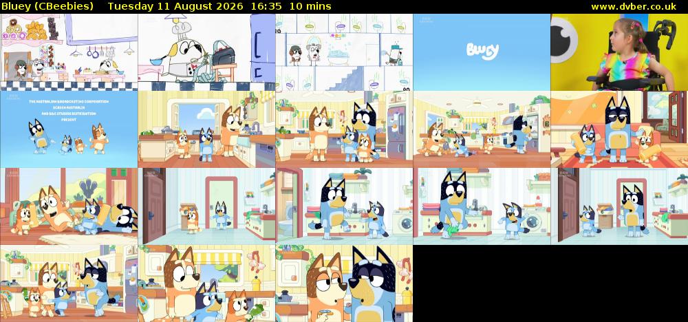 Bluey (CBeebies) Tuesday 11 August 2026 16:35 - 16:45