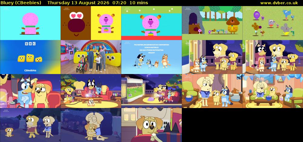 Bluey (CBeebies) Thursday 13 August 2026 07:20 - 07:30