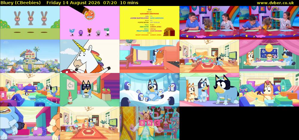 Bluey (CBeebies) Friday 14 August 2026 07:20 - 07:30