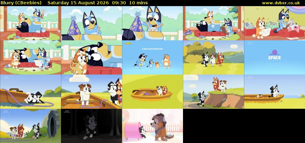 Bluey (CBeebies) Saturday 15 August 2026 09:30 - 09:40