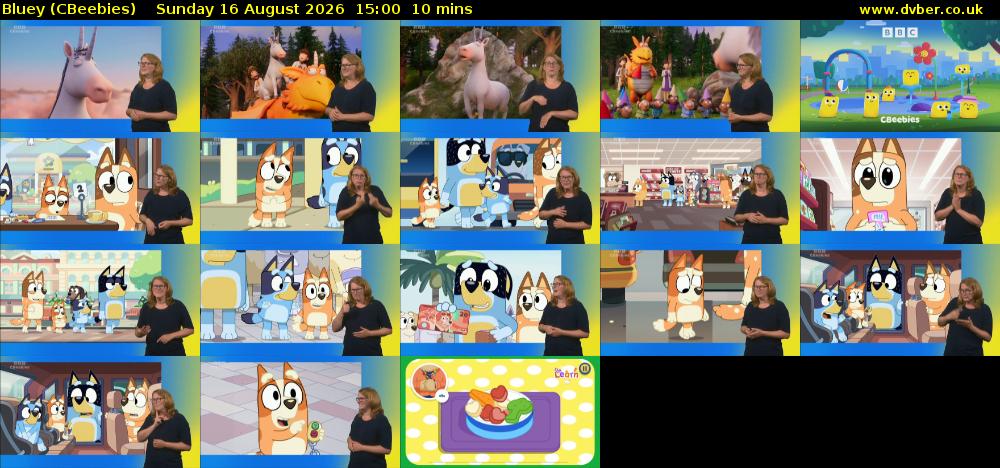 Bluey (CBeebies) Sunday 16 August 2026 15:00 - 15:10