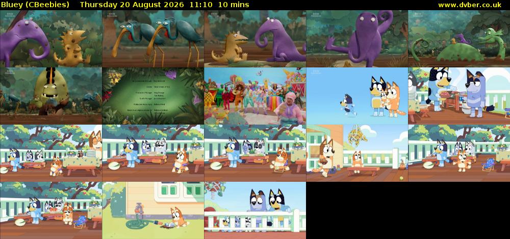 Bluey (CBeebies) Thursday 20 August 2026 11:10 - 11:20