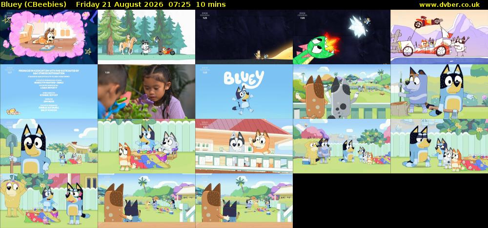 Bluey (CBeebies) Friday 21 August 2026 07:25 - 07:35