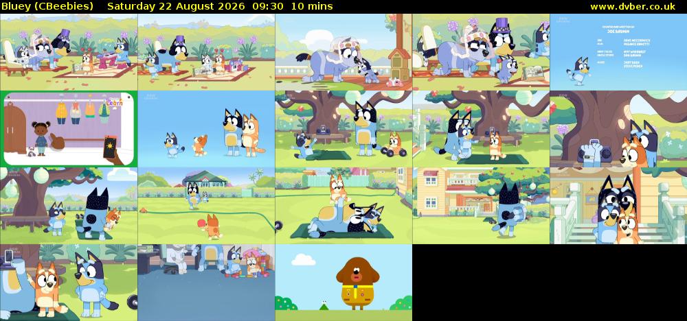 Bluey (CBeebies) Saturday 22 August 2026 09:30 - 09:40