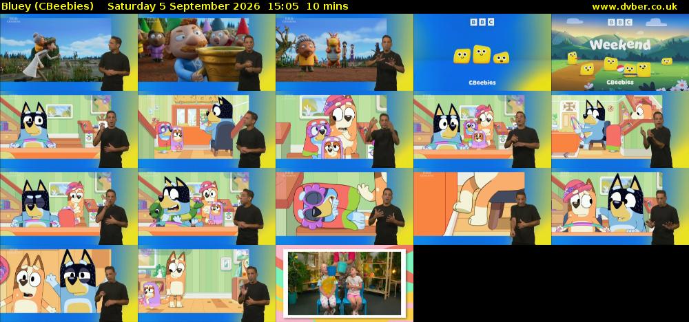 Bluey (CBeebies) Saturday 5 September 2026 15:05 - 15:15