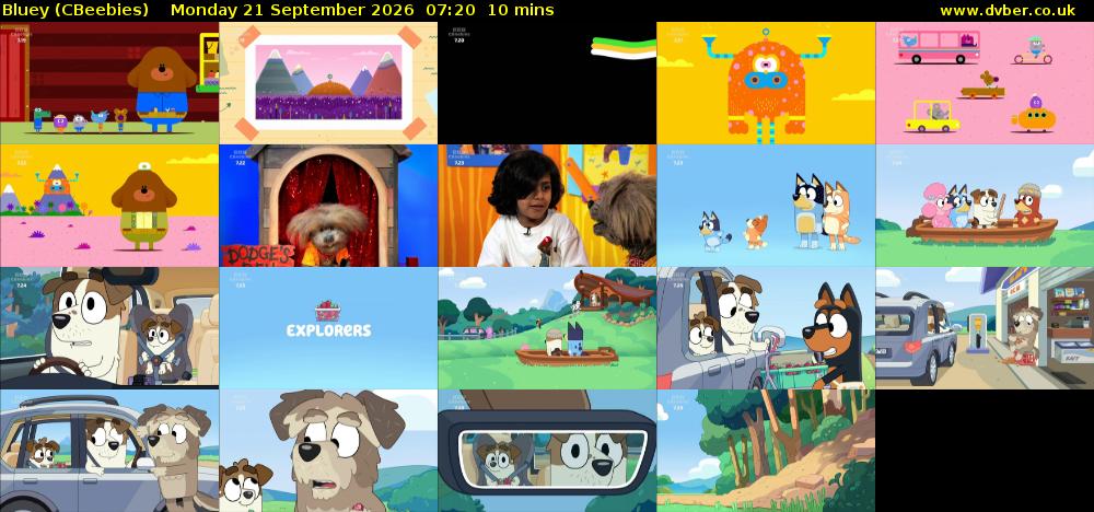 Bluey (CBeebies) Monday 21 September 2026 07:20 - 07:30