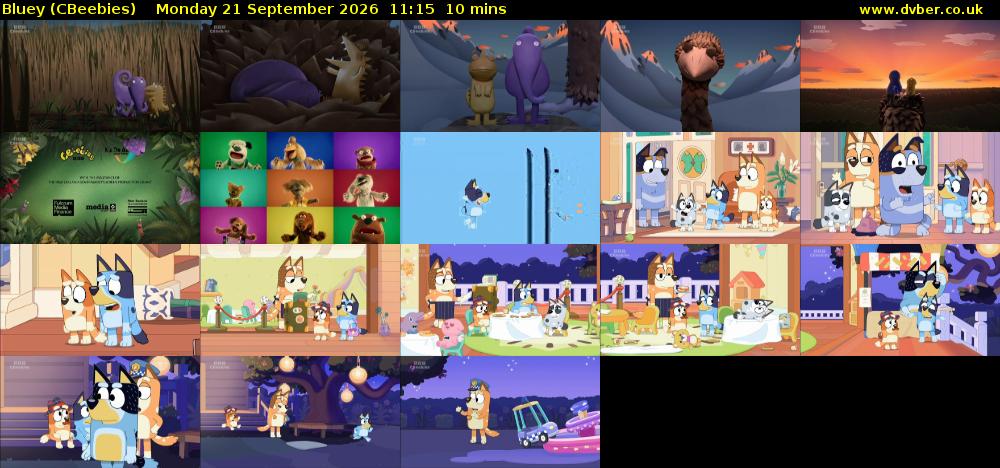 Bluey (CBeebies) Monday 21 September 2026 11:15 - 11:25