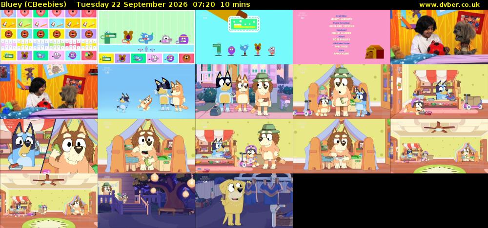 Bluey (CBeebies) Tuesday 22 September 2026 07:20 - 07:30