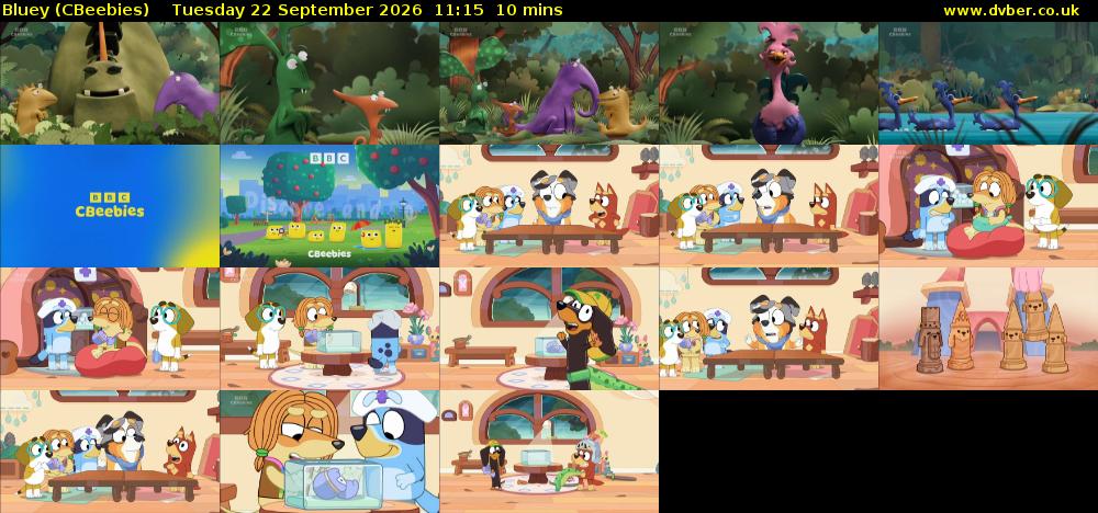 Bluey (CBeebies) Tuesday 22 September 2026 11:15 - 11:25