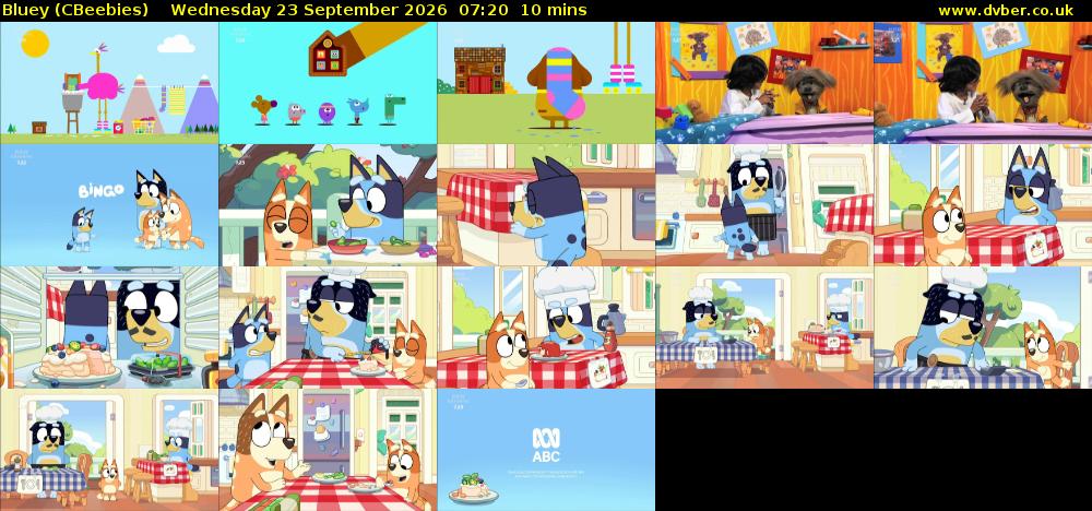 Bluey (CBeebies) Wednesday 23 September 2026 07:20 - 07:30