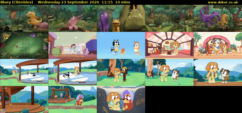 Bluey (CBeebies) Wednesday 23 September 2026 11:15 - 11:25