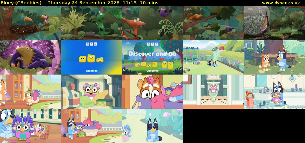 Bluey (CBeebies) Thursday 24 September 2026 11:15 - 11:25