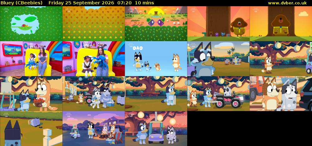 Bluey (CBeebies) Friday 25 September 2026 07:20 - 07:30