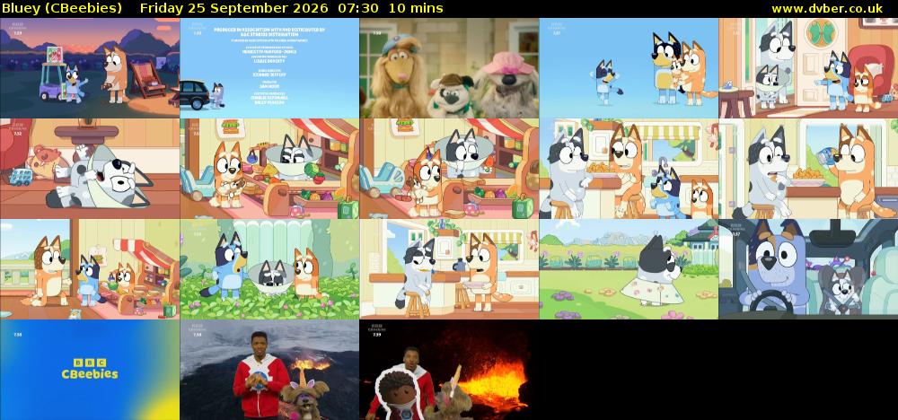 Bluey (CBeebies) Friday 25 September 2026 07:30 - 07:40