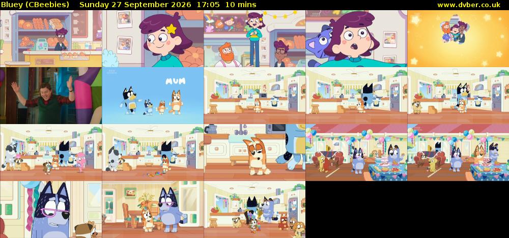 Bluey (CBeebies) Sunday 27 September 2026 17:05 - 17:15