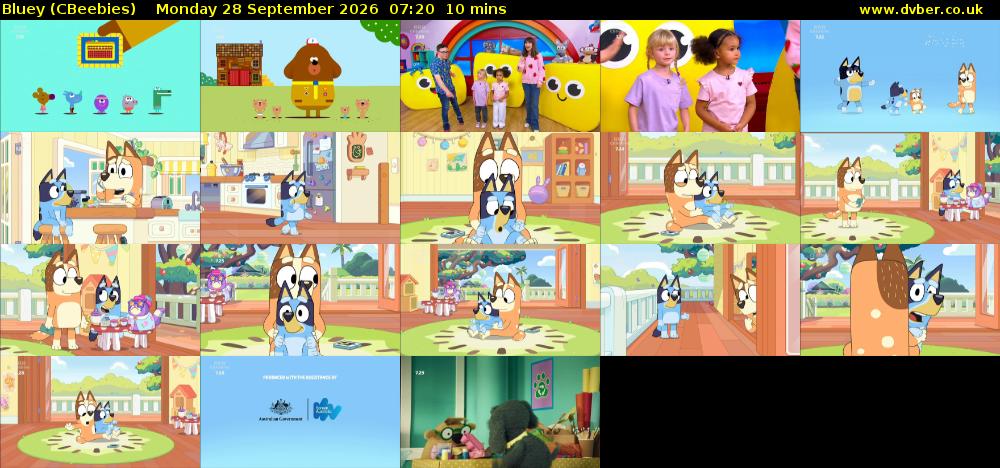 Bluey (CBeebies) Monday 28 September 2026 07:20 - 07:30