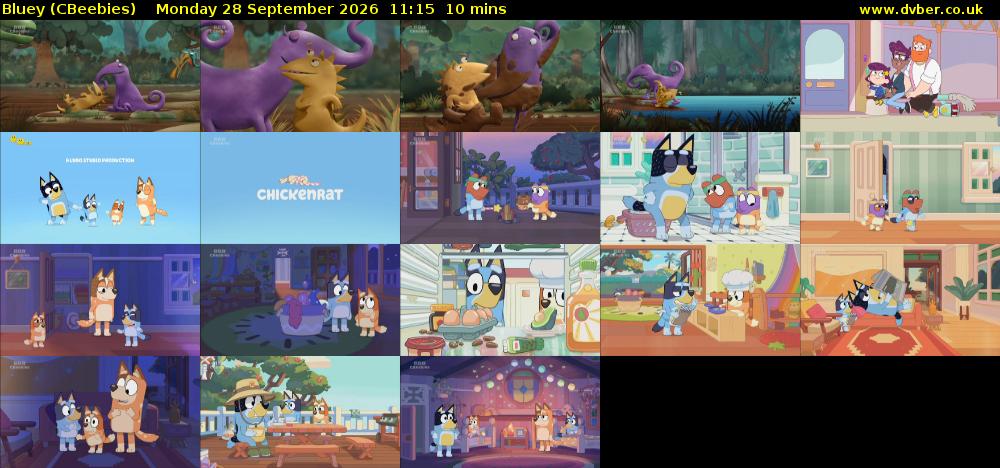 Bluey (CBeebies) Monday 28 September 2026 11:15 - 11:25