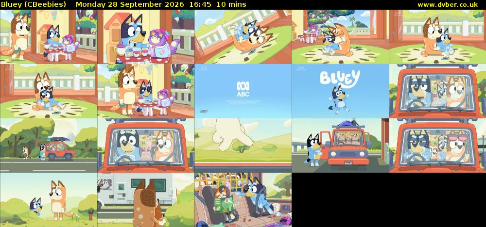 Bluey (CBeebies) Monday 28 September 2026 16:45 - 16:55