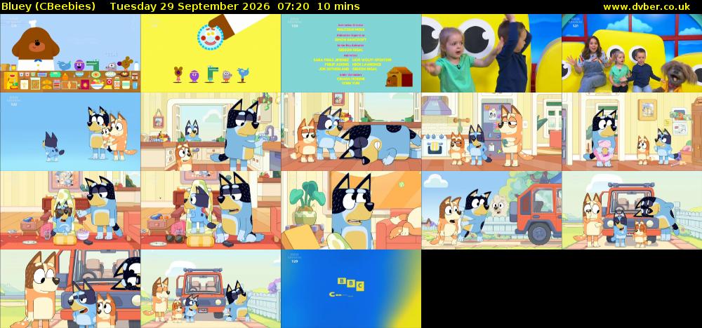 Bluey (CBeebies) Tuesday 29 September 2026 07:20 - 07:30