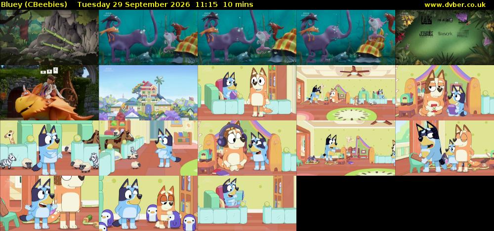 Bluey (CBeebies) Tuesday 29 September 2026 11:15 - 11:25