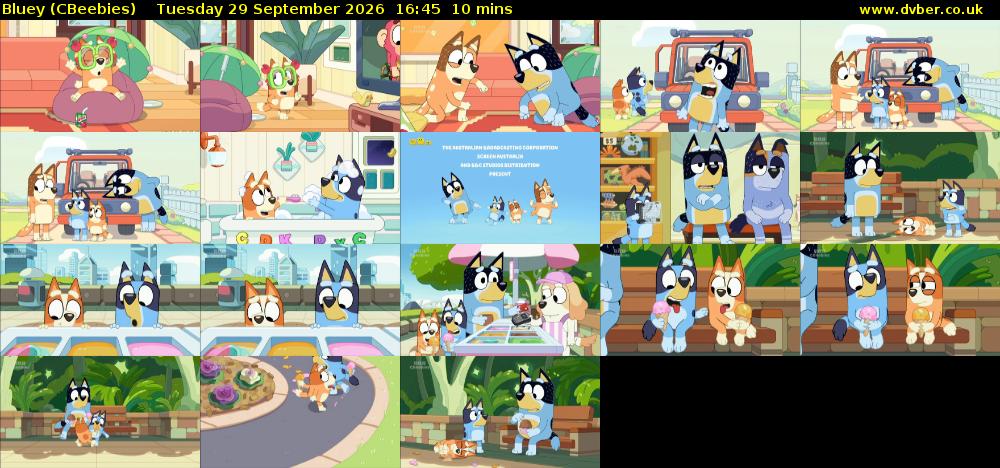 Bluey (CBeebies) Tuesday 29 September 2026 16:45 - 16:55