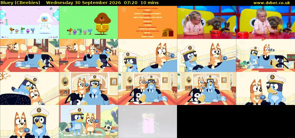 Bluey (CBeebies) Wednesday 30 September 2026 07:20 - 07:30