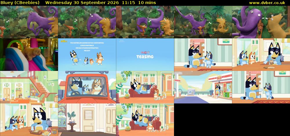 Bluey (CBeebies) Wednesday 30 September 2026 11:15 - 11:25