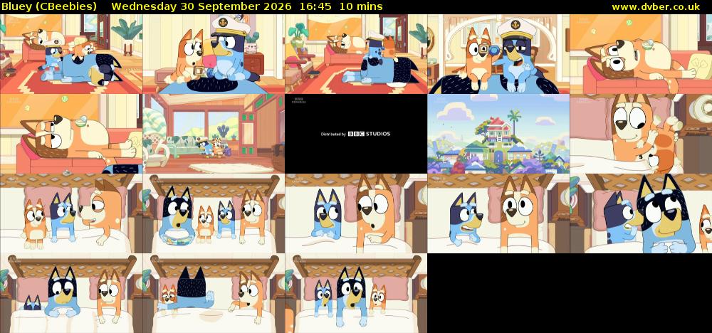 Bluey (CBeebies) Wednesday 30 September 2026 16:45 - 16:55