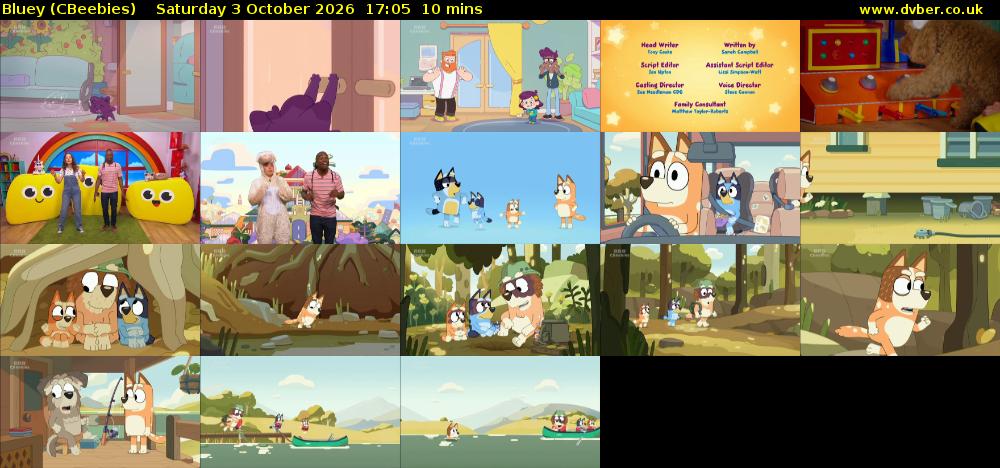 Bluey (CBeebies) Saturday 3 October 2026 17:05 - 17:15