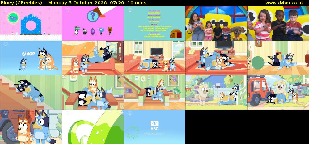 Bluey (CBeebies) Monday 5 October 2026 07:20 - 07:30