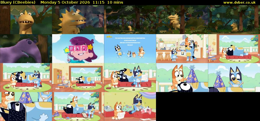 Bluey (CBeebies) Monday 5 October 2026 11:15 - 11:25