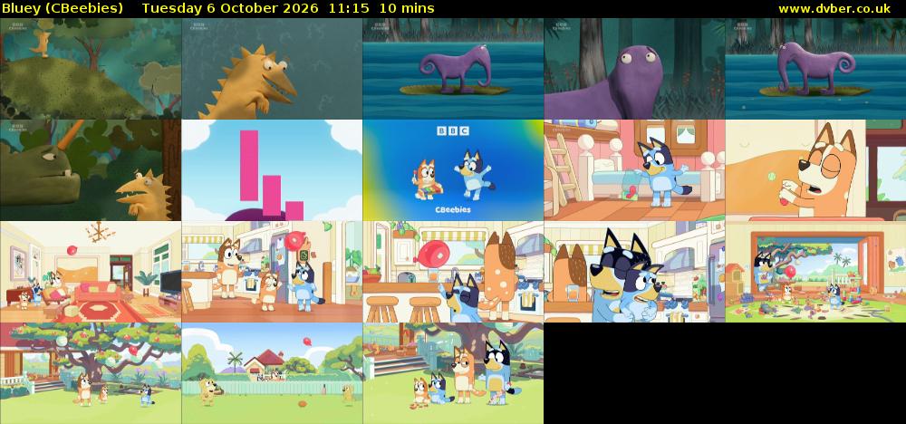 Bluey (CBeebies) Tuesday 6 October 2026 11:15 - 11:25