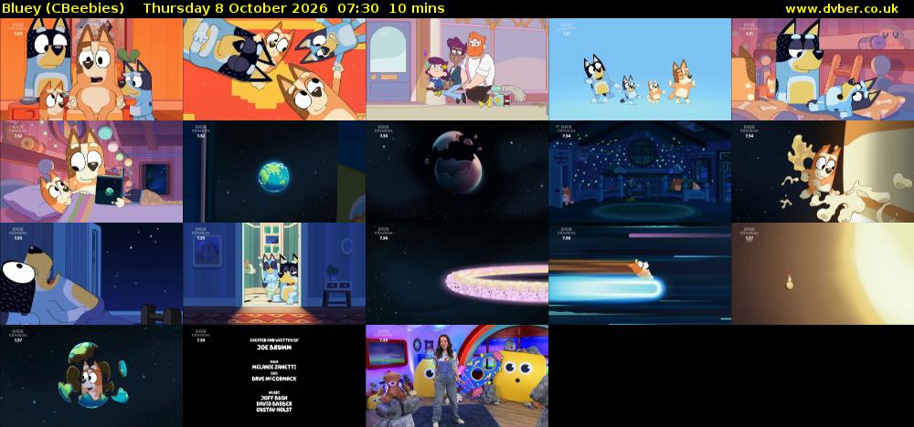 Bluey (CBeebies) Thursday 8 October 2026 07:30 - 07:40