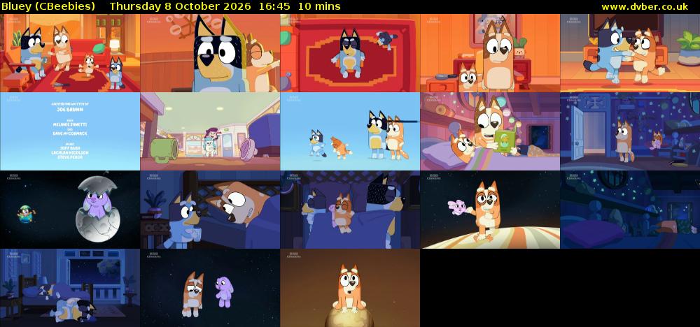Bluey (CBeebies) Thursday 8 October 2026 16:45 - 16:55