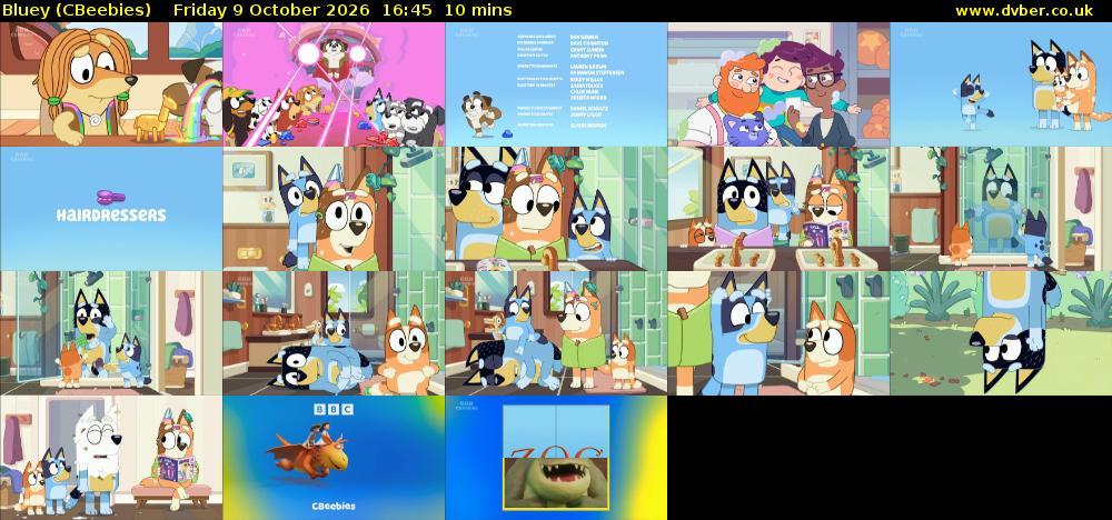 Bluey (CBeebies) Friday 9 October 2026 16:45 - 16:55