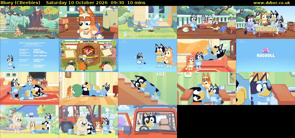 Bluey (CBeebies) Saturday 10 October 2026 09:30 - 09:40
