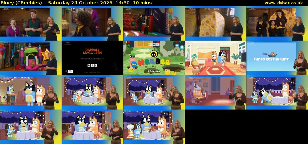 Bluey (CBeebies) Saturday 24 October 2026 14:50 - 15:00