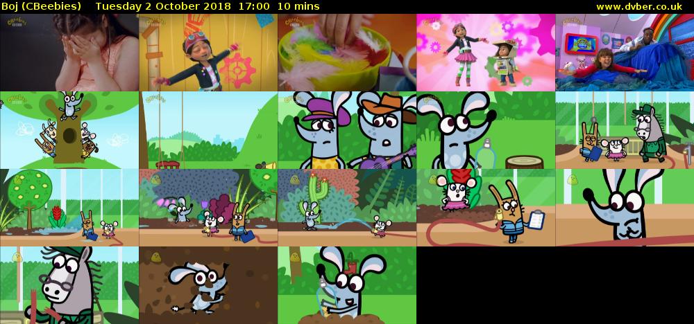 Boj (CBeebies) Tuesday 2 October 2018 17:00 - 17:10