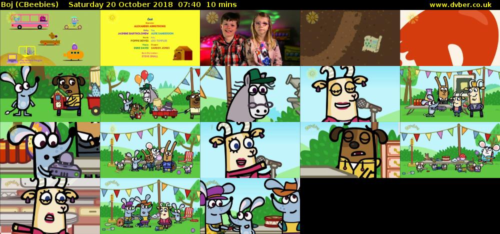 Boj (CBeebies) Saturday 20 October 2018 07:40 - 07:50