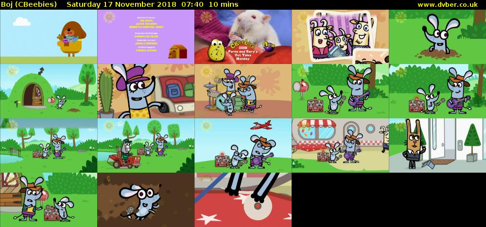 Boj (CBeebies) Saturday 17 November 2018 07:40 - 07:50