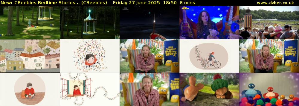 CBeebies Bedtime Stories... (CBeebies) Friday 27 June 2025 18:50 - 18:58