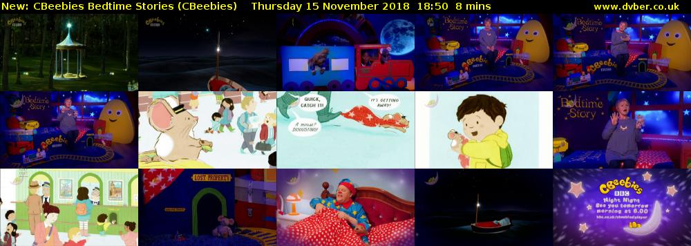 CBeebies Bedtime Stories (CBeebies) Thursday 15 November 2018 18:50 - 18:58