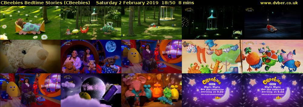 CBeebies Bedtime Stories (CBeebies) Saturday 2 February 2019 18:50 - 18:58