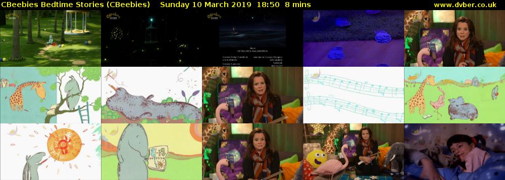 CBeebies Bedtime Stories (CBeebies) Sunday 10 March 2019 18:50 - 18:58