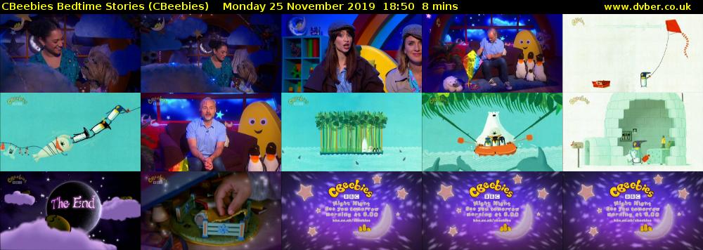 CBeebies Bedtime Stories (CBeebies) Monday 25 November 2019 18:50 - 18:58